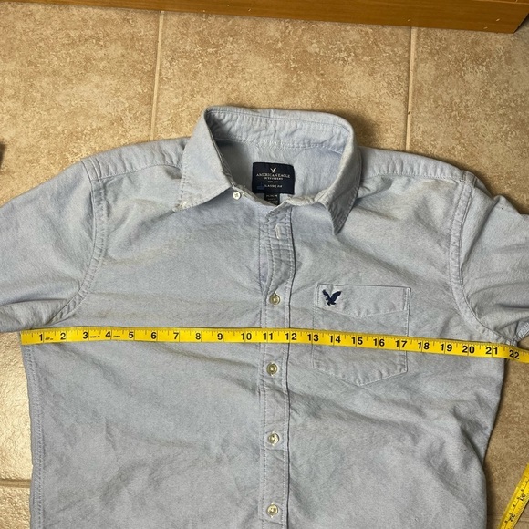 Men’s American Eagle Classic Fit Button Down Long Sleeve Blue Top Size Medium - Picture 6 of 8
